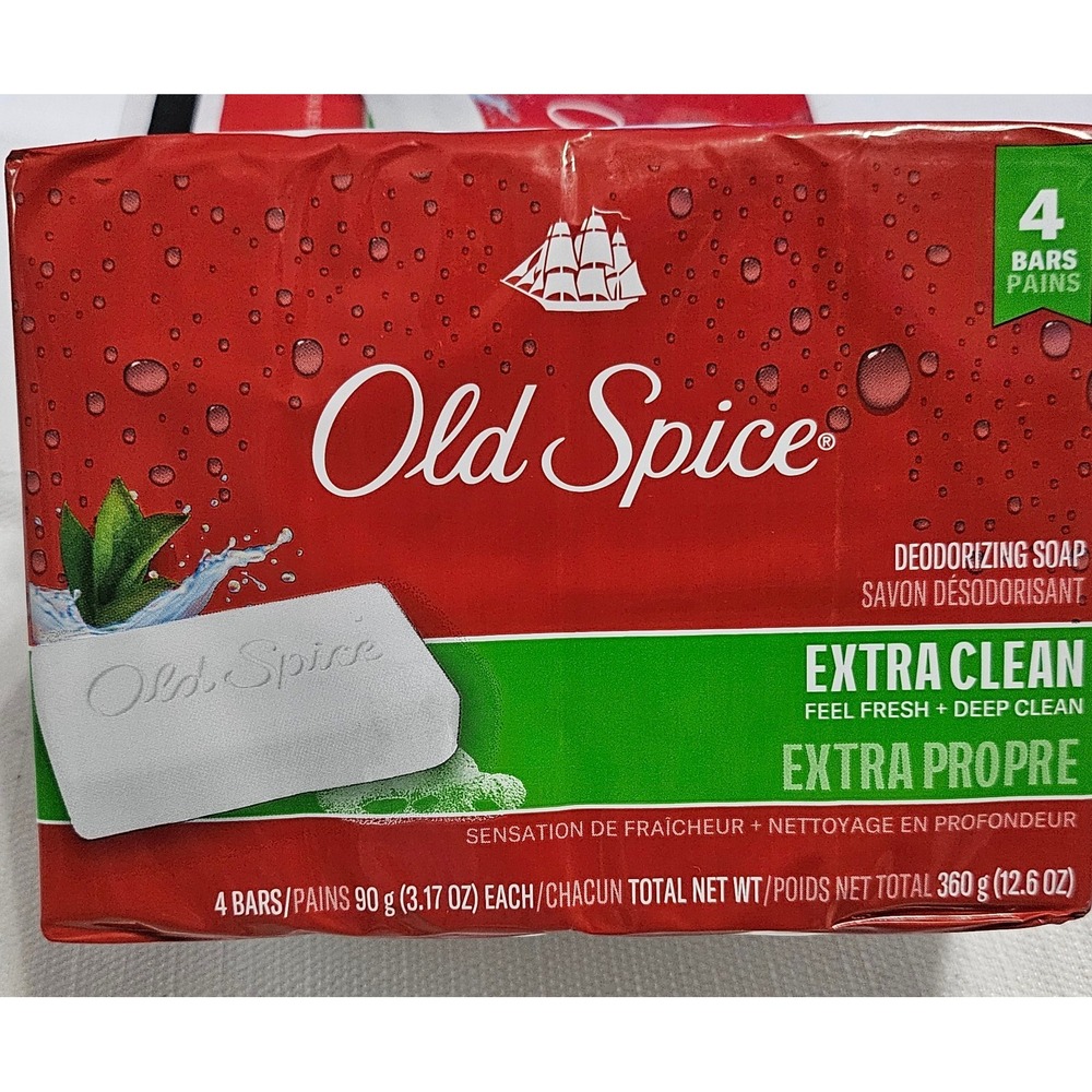 3 Packs - Old Spice Deodorizing Soap Extra Clean Feel Fresh 4 Bars 12.6 oz